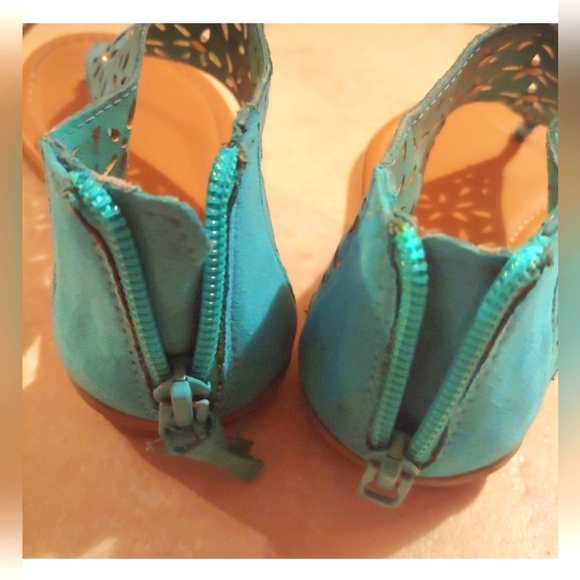 Girls Sandals American Eagle AE Cage Blue Hooded Flat Zipper Shoes-size 12 - Picture 7 of 12